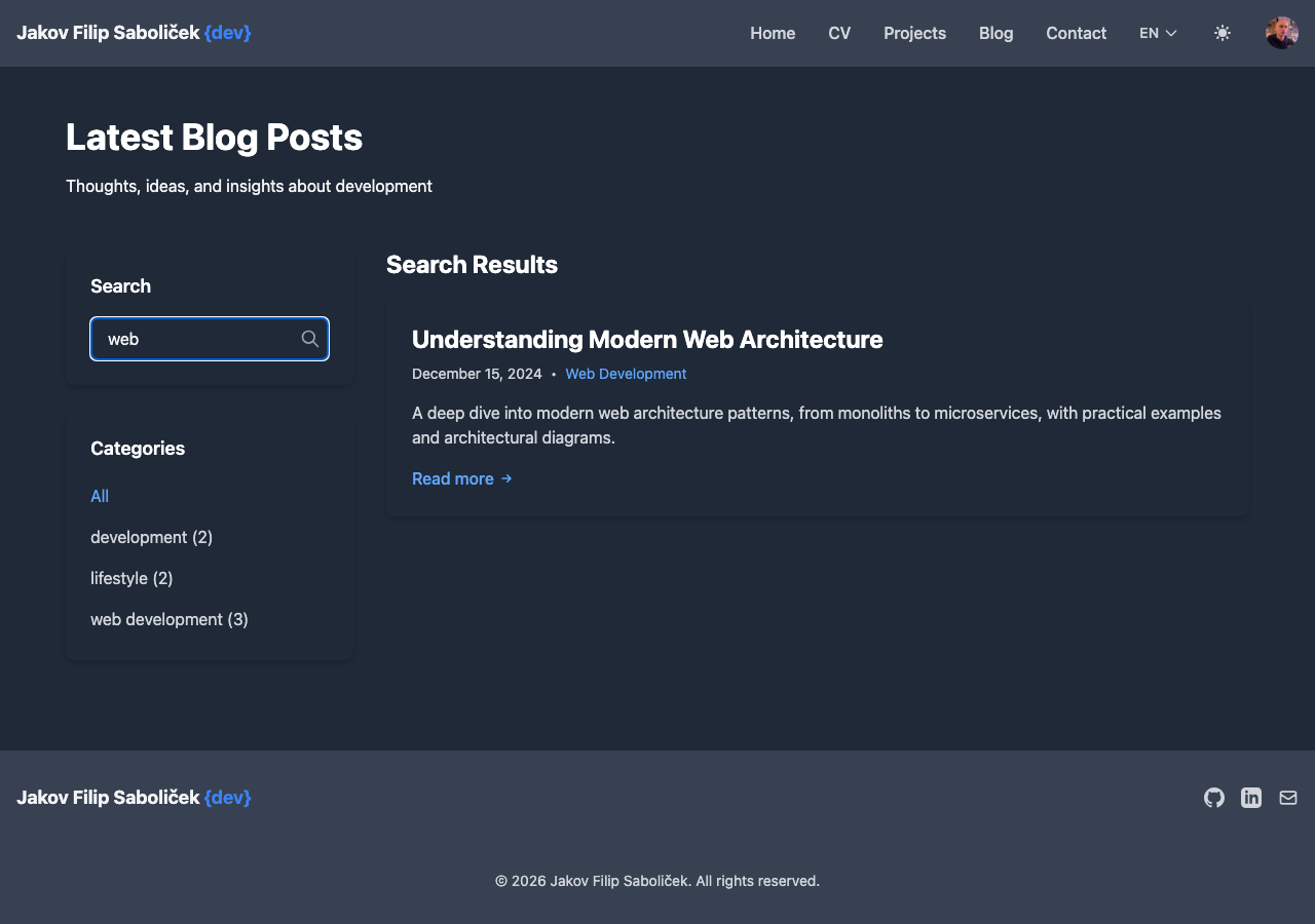 Client-side search filtering posts by title and description in real time