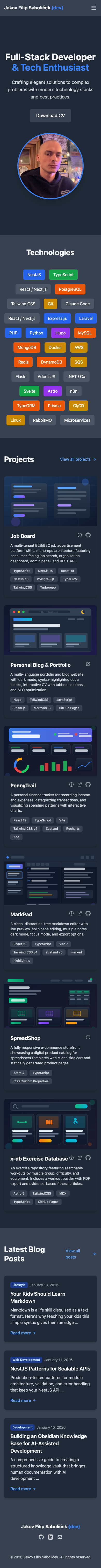 Mobile responsive layout with stacked sections and condensed navigation