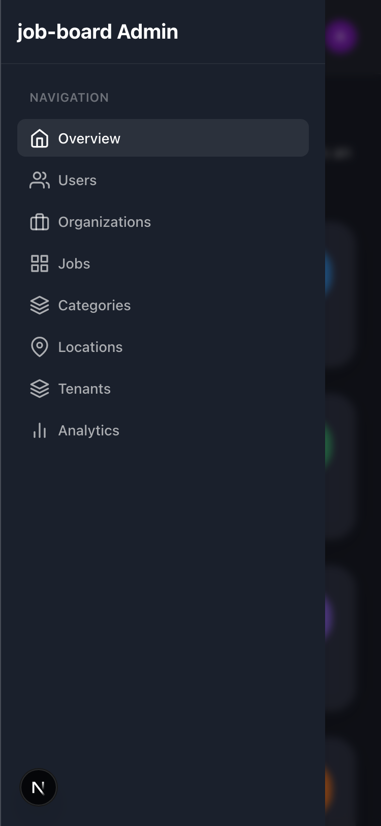 Mobile sidebar navigation with collapsible menu