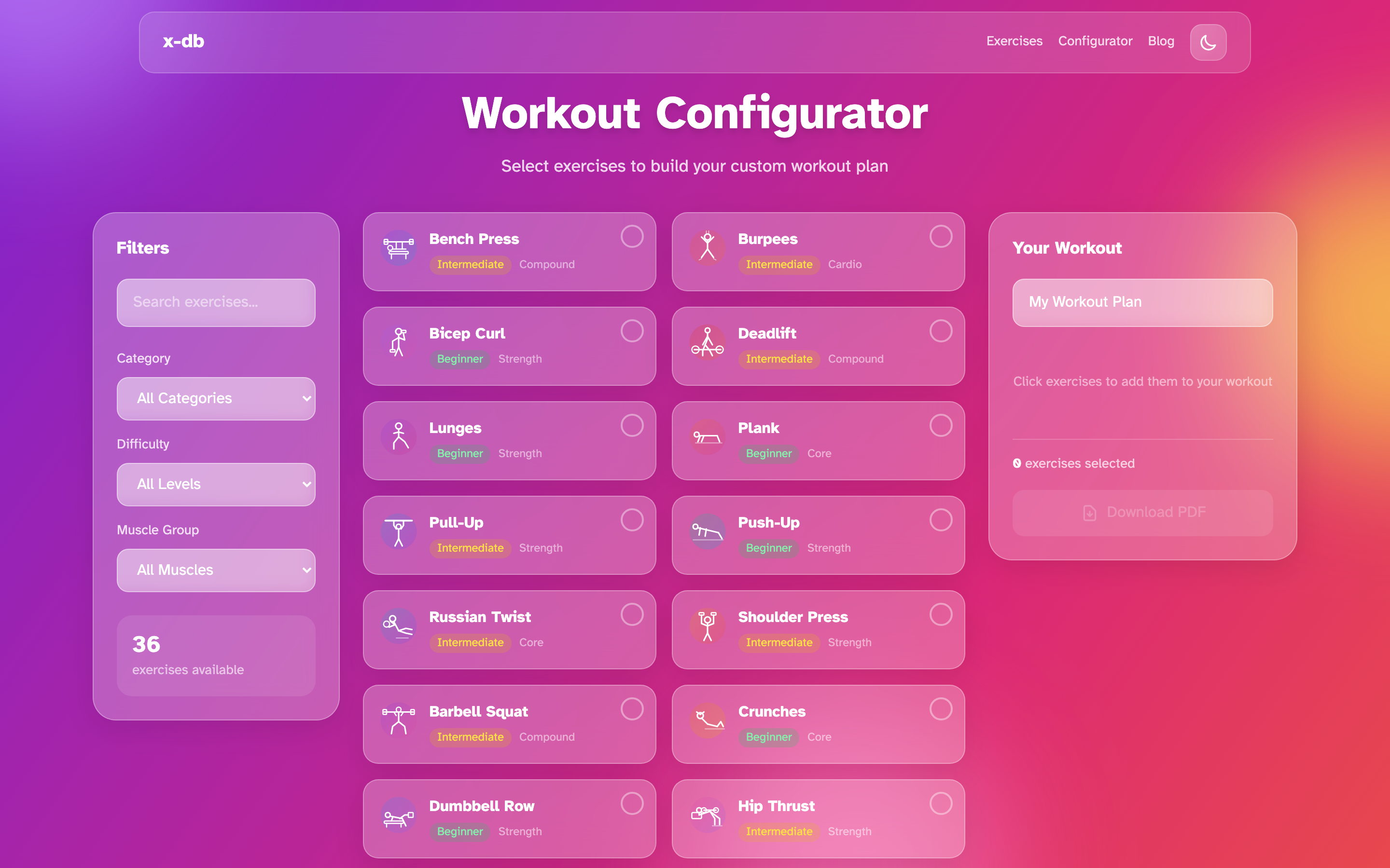 Workout Configurator
